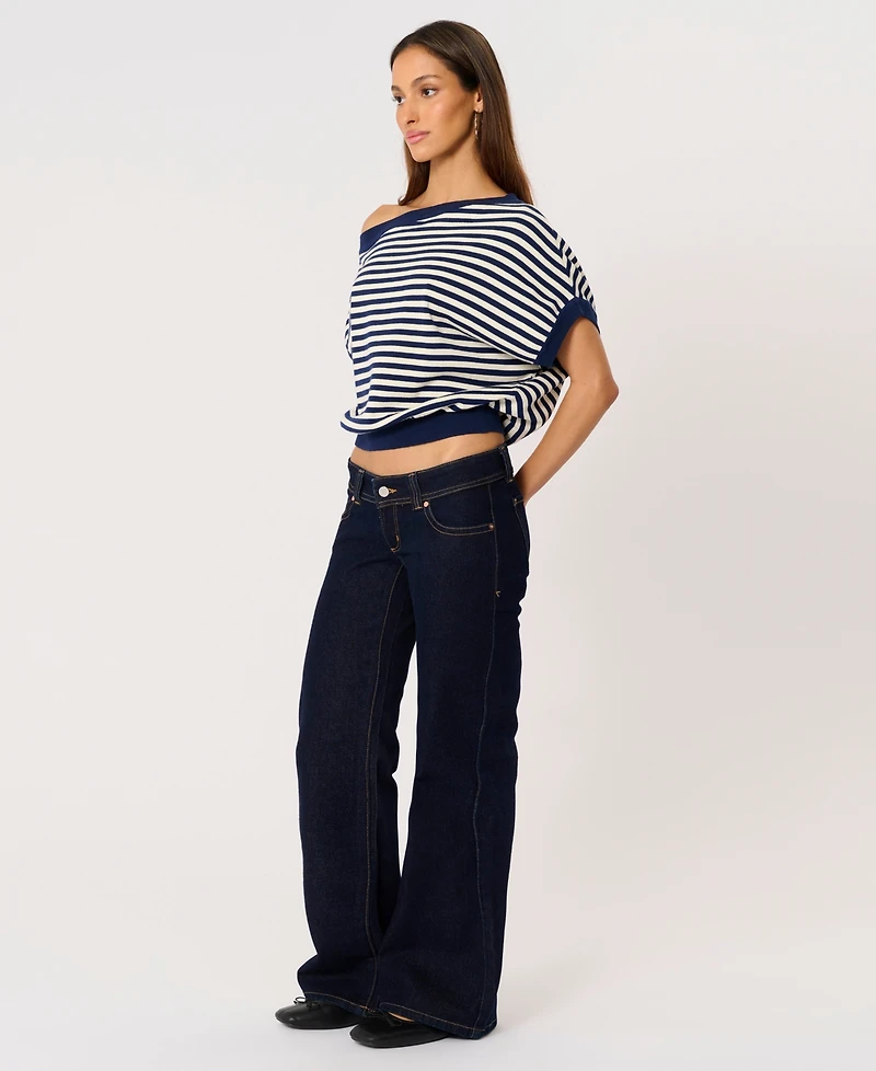 Abrand Women's Boat Neck Cold Shoulder Top