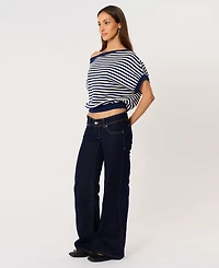 Abrand Women's Boat Neck Cold Shoulder Top