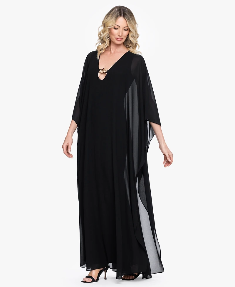 Betsy & Adam Women's V-Neck Long Kaftan Dress