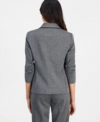 Anne Klein Essentials Petite Ponte One-Button Scrunch-Sleeve Jacket