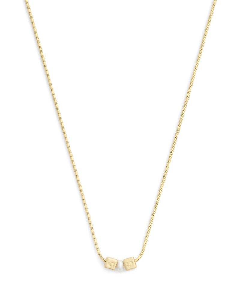 Coach Faux Imitation Pearl Signature C Cube Necklace