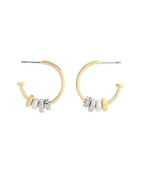 Coach Faux Stone Signature Rondelle Charm Hoop Earrings