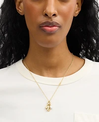 Coach Faux Imitation Pearl Iconic Signature Charm Pendant Necklace