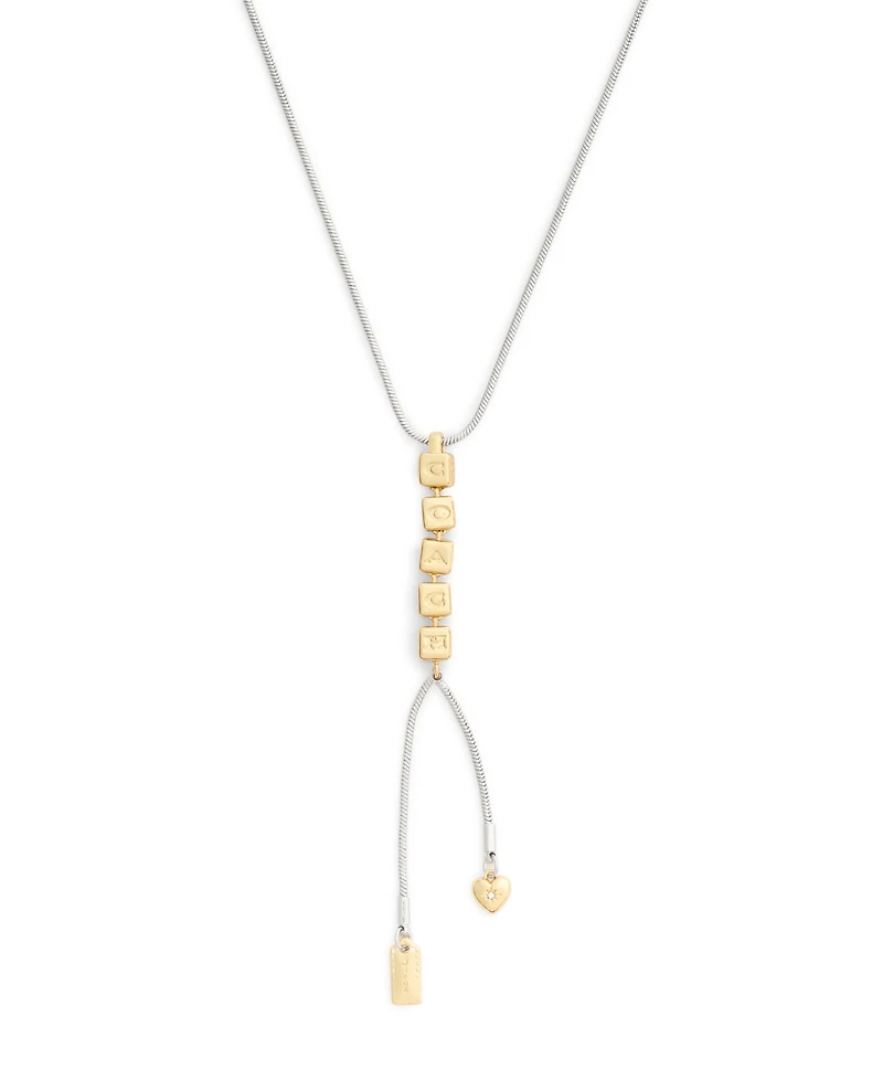Coach Faux Stone Signature Coach Cube Y Necklace