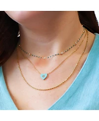 The Lovery Turquoise Cz Single Heart Necklace 14K Gold-Plated Sterling Silver