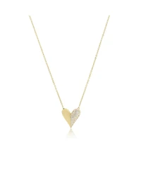 The Lovery Half and Half Cz Single Heart Necklace 14K Gold-Plated Sterling Silver