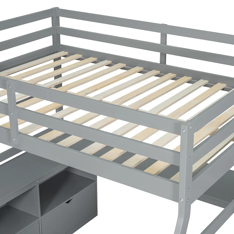 Streamdale Furniture Full Size Loft Bed with 7 Drawers 2 Shelves and Desk
