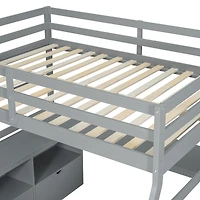 Streamdale Furniture Full Size Loft Bed with 7 Drawers 2 Shelves and Desk