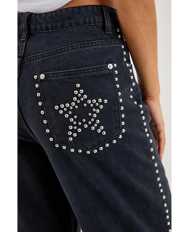 Nasty Gal Women's Star Studded Baggy Denim Jeans