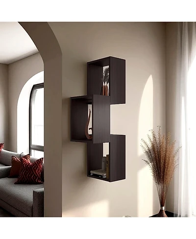 Fm Furniture Stormi Wall-Mounted Geometric Shelf Unit