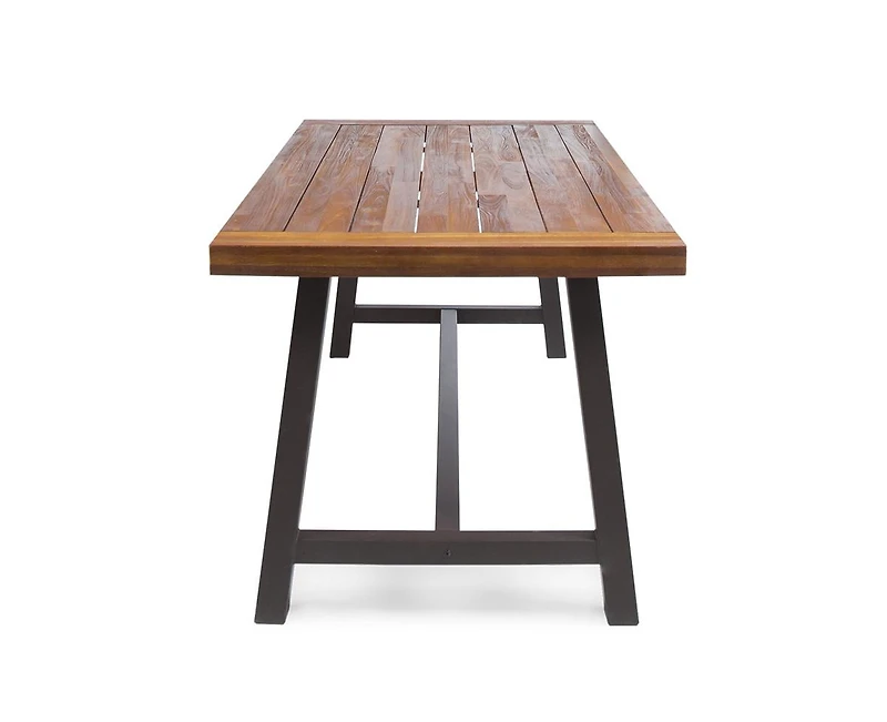 sumyeg Carlie Outdoor Sandblast Finish Dining Table with Metal Legs