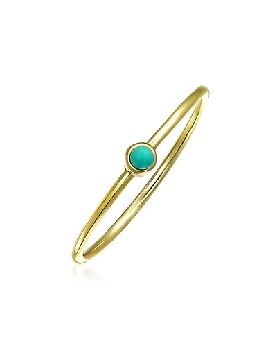 Bling Jewelry Mini Round Blue Turquoise Midi Knuckle Toe 1MM Thin Stackable Ring Gold Plated .925 Sterling Silver