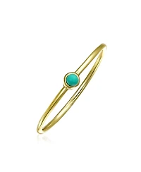 Bling Jewelry Mini Round Blue Turquoise Midi Knuckle Toe 1MM Thin Stackable Ring Gold Plated .925 Sterling Silver