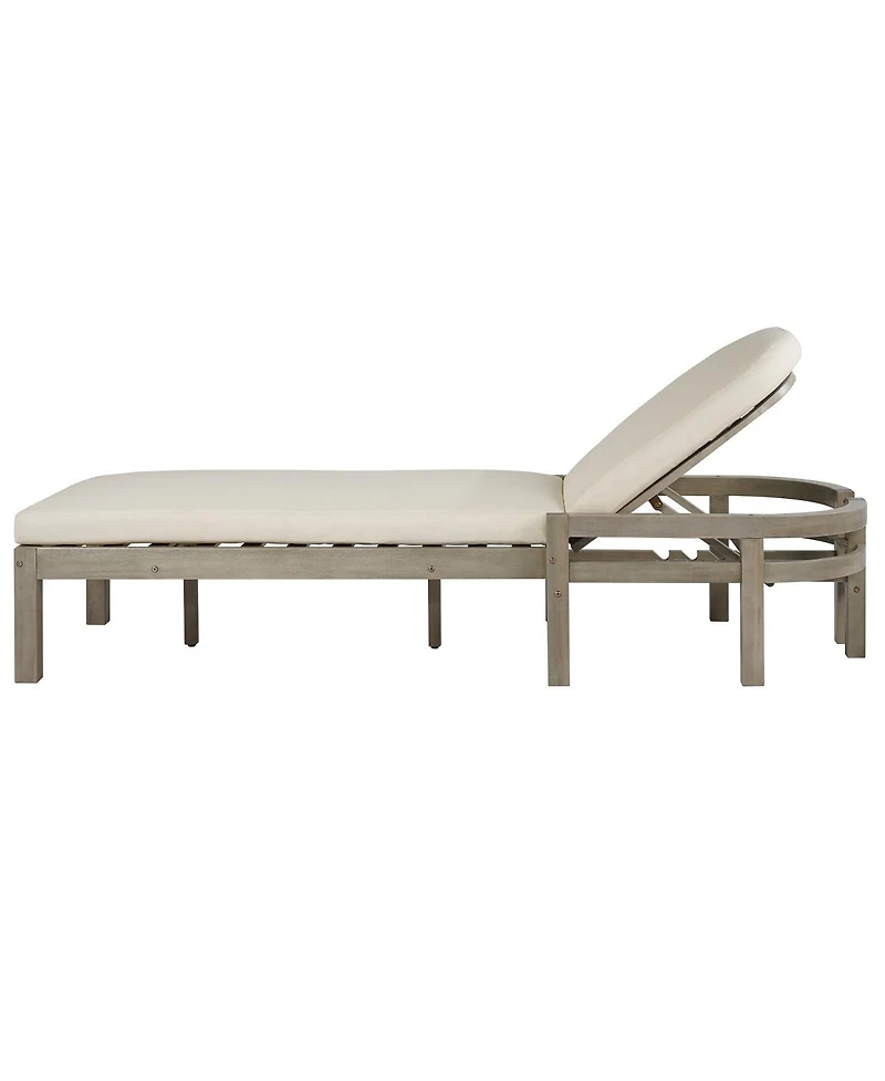 Asagikoiai Acacia Wood Outdoor Chaise Lounge, 5-Position Reclining Patio Chair with Cushion