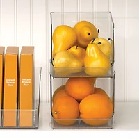 Stackable Clear Plastic Open Front Storage Bin, 4-Pack