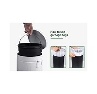 Mega Casa 3.2 Gal and 0.8 Gal Old Time Style Round White Metal Step-on Trash Can Set