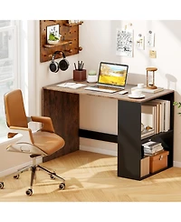 Gymax Computer Desk' Home Office Desk w/ 2-Tier Bookshelf Study Writing