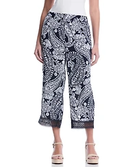 Rafaella Petite Paisley Crochet Trim Pants