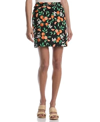 Rafaella Petite Orange Print Horse Bit Belted Skort