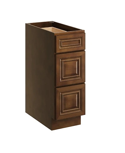 Boyel Living 12 Inch Unfinished Solid Wood 3 Drawer Base Cabinet