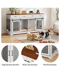 gaomon Dog Crate Furniture, Dog Kennel Indoor with 4 Sliding Doors and 4 Drawers, Multi-Functional Dog Crate for Medium and Large Dogs for Living Room