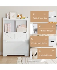 homfan Kids Toy Storage Organizer, Bookshelf and with Flip-Top Lid Cubby, Wood Bookcases Fit for Playroom, Children's Room