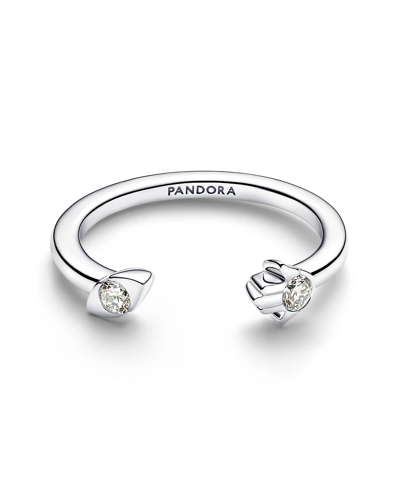Pandora Talisman Sterling Silver Lab-Grown Diamond Evil Eye Hamsa Hand Open Ring