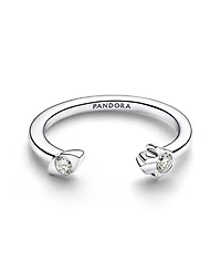 Pandora Talisman Sterling Silver Lab-Grown Diamond Evil Eye Hamsa Hand Open Ring