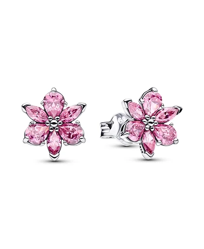Pandora Herbarium Sparkling Pink Flower Stud Earrings