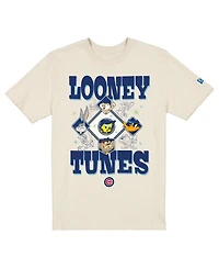 New Era Men's and Women's Cream Chicago Cubs Looney Tunes T-Shirt