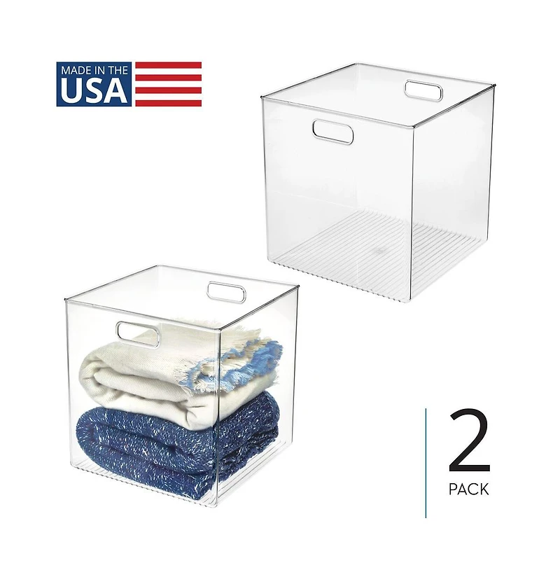 iDesign Large Cube Storage Bin, Set of 2, Clear, Made in Usa