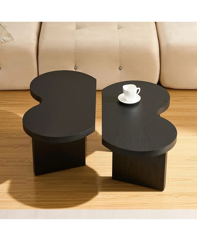 Rainsken Modern Butterfly Coffee Table, Wooden Center Table, Accent Side Tea Table for Living Room, Home Office