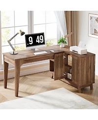 Tribesigns L-Shaped Desk with Storage Cabinet, 57-Inch Wood Corner Workstation, Home Office Computer