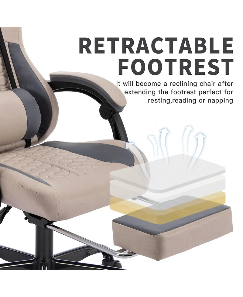 Flynama Massage Gaming Chair with Footrest,Pu Ergonomic Gamer Chair