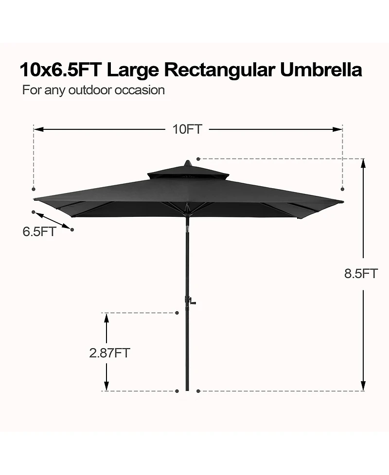 Pellebant Outdoor Patio 10 x 6.5 Ft Market Umbrella with Double Top