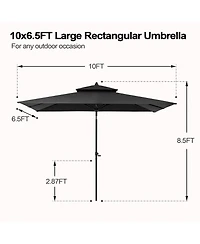 Pellebant Outdoor Patio 10 x 6.5 Ft Market Umbrella with Double Top