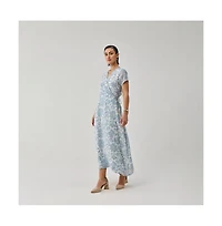 Reistor Women's Floral Print Tie-Waist Wrap Maxi Dress