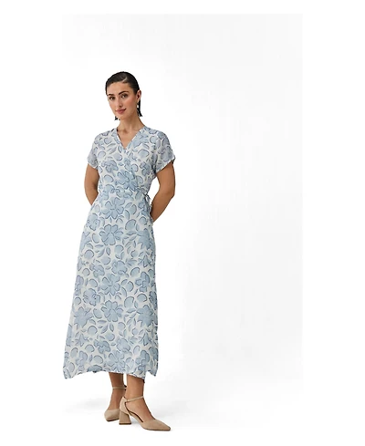 Reistor Women's Floral Print Tie-Waist Wrap Maxi Dress