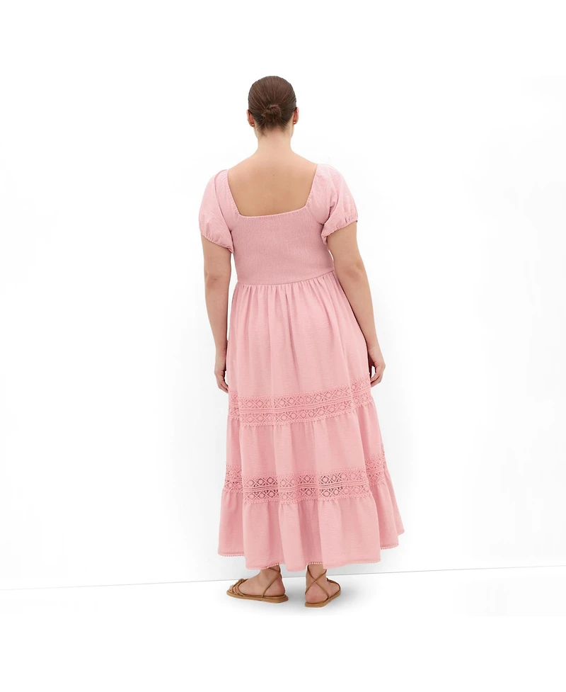 City Chic Women's Haven Embroidery Trim Maxi Dress