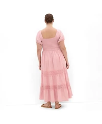 City Chic Women's Haven Embroidery Trim Maxi Dress