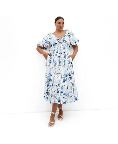 City Chic Women's Giselle Amalfi V Neck Maxi Dress
