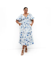 City Chic Women's Giselle Amalfi V Neck Maxi Dress