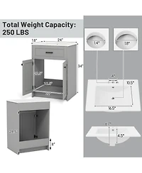 Casainc Bathroom Vanity Unit with Basin and Double Door Storage Cabinet