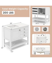 Casainc Freestanding Bathroom Vanity Unit with Basin and Floor Storage Cabinet