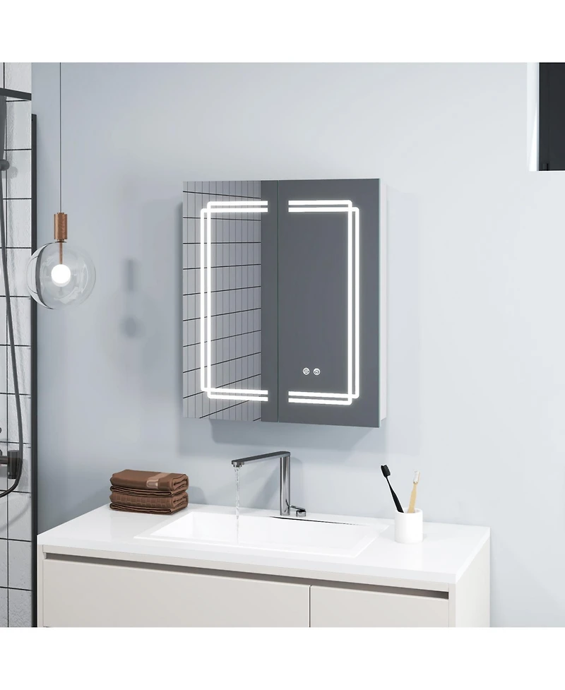 sumyeg 2-Door Bathroom Mirror Medicine Cabinet Wall Mounted with Lights