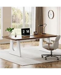 Tribesigns 70.86-Inch Executive Desk, Large Computer Office Desk with Double Wood Pedestal