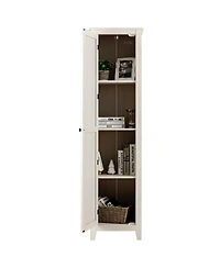 sumyeg Tall Slim Linen Tower Bathroom Storage Cabinet with Shelves