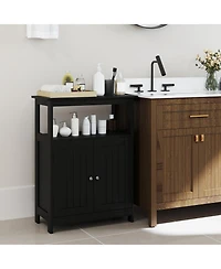 sumyeg Bathroom Floor Storage Cabinet with Open Compartment Freestanding Organizer
