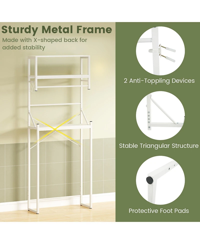 sumyeg Over The bath fixture 3-Tier Bathroom Storage Rack with Towel Holder