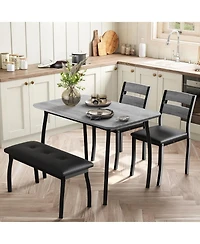gaomon 4-Piece Farmhouse Dining Set with 2 Chairs and Bench for Small Spaces